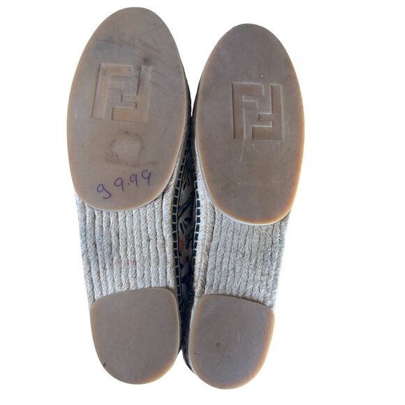 FENDI Junia Espadrille Canvas Patent Leather Sneakers Size 41 - Picture 8 of 9